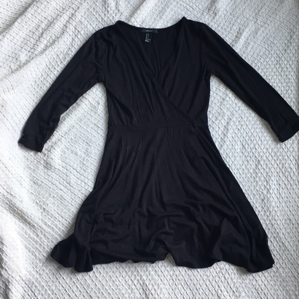 Black V-neck Dress